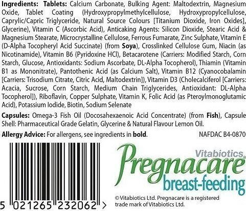 Vitabiotics Pregnacare® Breast Feeding Supliment pentru Sarcină 56 Comprimate 28 Capsule