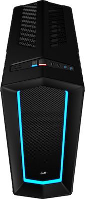 Aerocool P7-C1 Pro Геймърско бюро Midi Tower Компютърна кутия със страничен прозорец и RGB осветление Черен