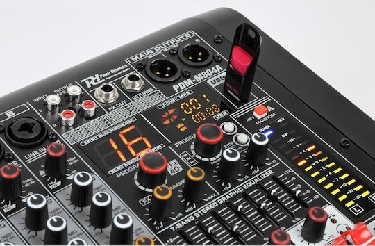 Power Dynamics PDM-M804A 172.614 Αυτοενισχυόμενη Αναλογική Κονσόλα 8 Καναλιών με Phantom Power & 8 Εισόδους XLR & Bluetooth