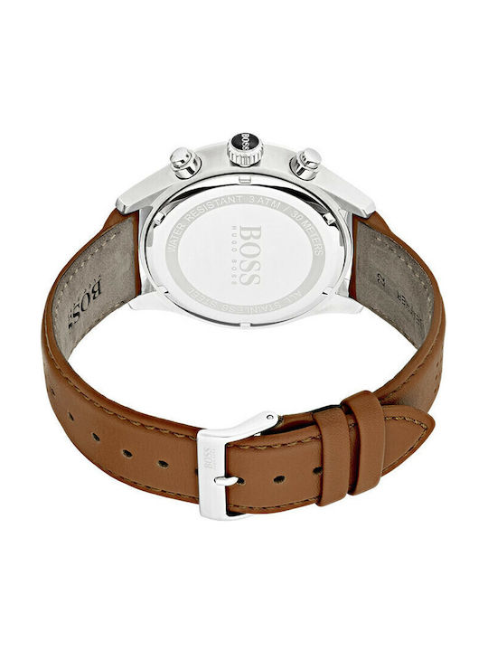 Boss Contemporary Sport Herrenuhr 43mm Chronograph Batterie mit Braun Lederarmband