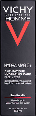 Vichy Homme Hydra Mag C+ 24ωρο Ενυδατικό & Αντιγηραντικό Ανδρικό Gel Προσώπου & Ματιών για Ευαίσθητες Επιδερμίδες κατά των Μαύρων Κύκλων 50ml