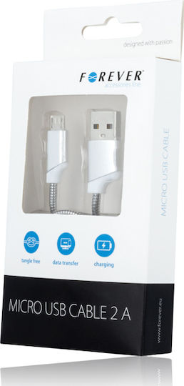 Forever Braided USB 2.0 to micro USB Cable Silver 1m (T_0015067)