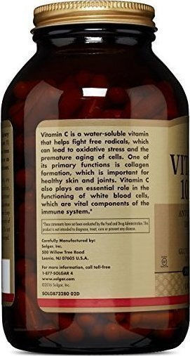 Solgar Vitamin C Vitamin für Stärkung des Immunsystems, die Haut & Antioxidative Wirkung 1000mg 100 veg. Kappen