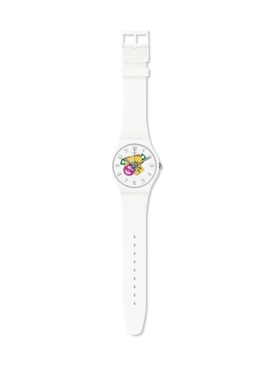 Swatch Candinette Ceas cu Alb Curea de Cauciuc