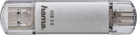 HAMA C-Laeta 16GB USB 3.1 Стик с връзка USB-A & USB-C Сребрист