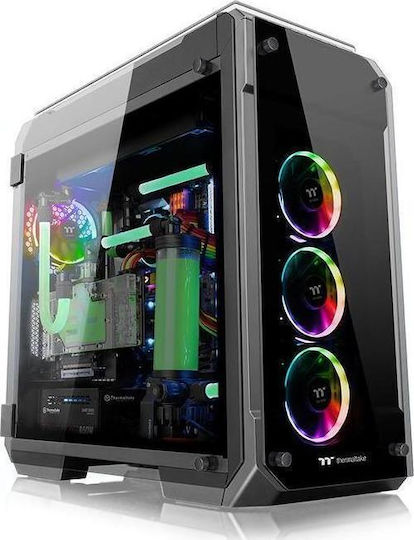 Thermaltake View 71 Tempered Glass Gaming Voller Turm Computergehäuse mit Seitenfenster Schwarz