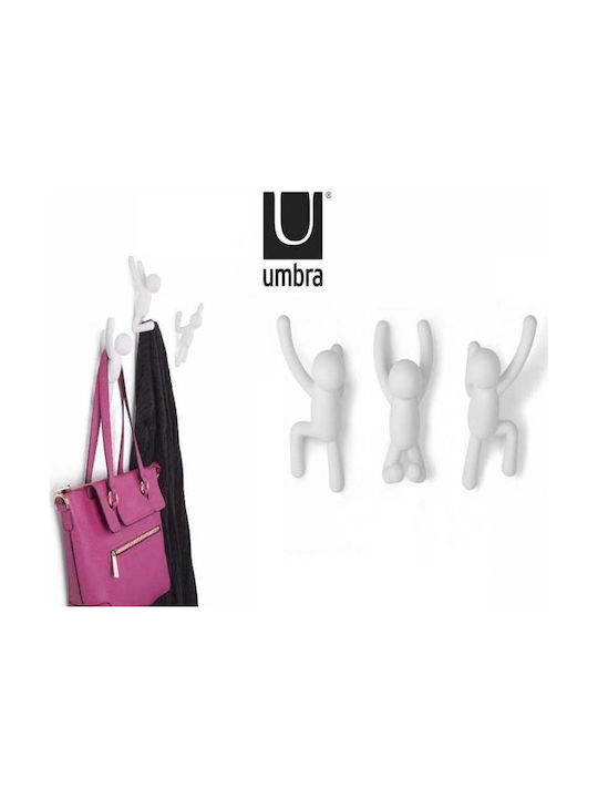 Umbra Plastic White Wall Hanger 7.6x7.6x16.5cm 3 Pieces