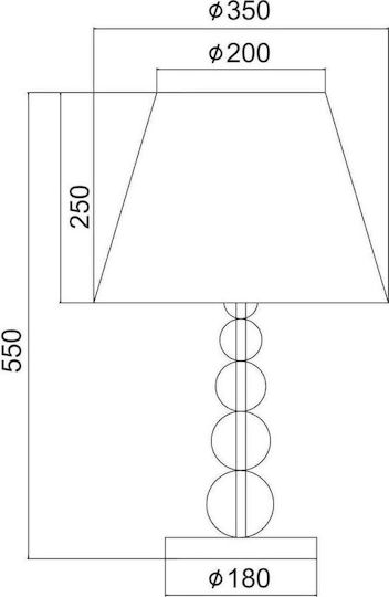 Aca Olivia Glass Table Lamp for Socket E27 with Silver Shade and Base