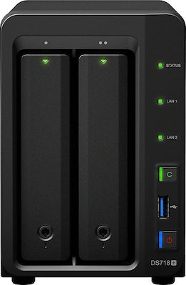 Synology DiskStation DS718+ NAS Turnul cu 2 sloturi pentru HDD/SSD și 2 porturi Ethernet