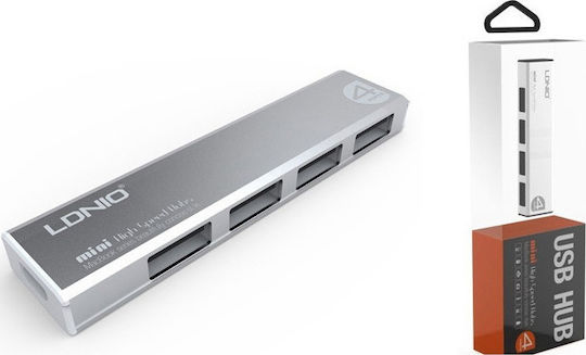 Ldnio Dl-H1 Hub 4 Θυρών USB 2.0 με σύνδεση USB-A Ασημί