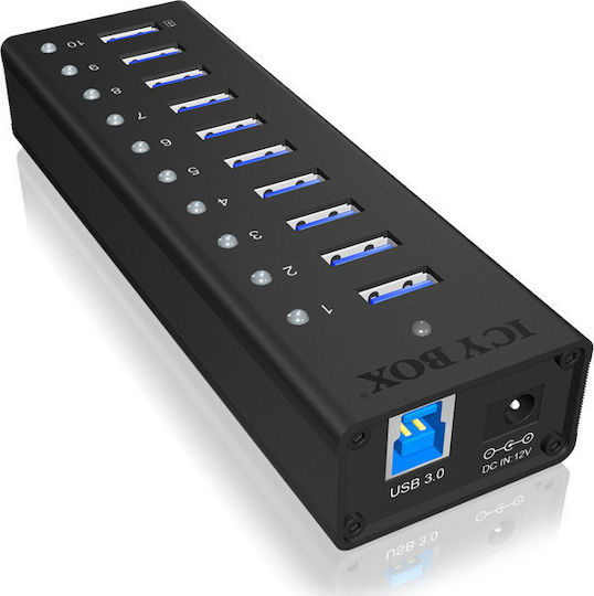 Icy Box USB-Hub 10 Anschlüsse USB 3.0 mit USB-A Anschluss