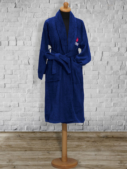 Greenwich Polo Club 2605 Men's Collar Bathrobe Blue