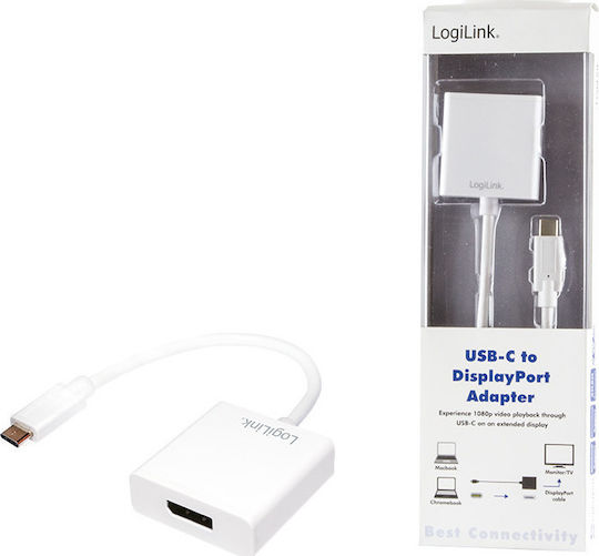 LogiLink Μετατροπέας USB-C male σε DisplayPort female Λευκό 1τμχ UA0246A