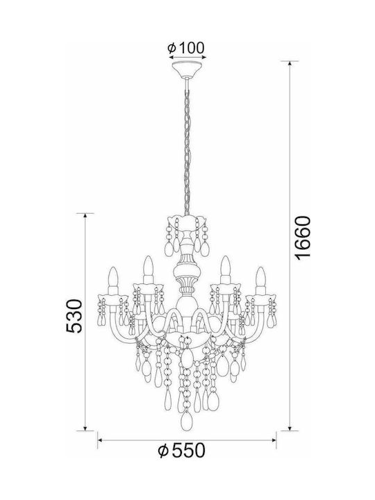 Aca Candelabru 5xE14 cu Lumânări Multicolor SF64026M