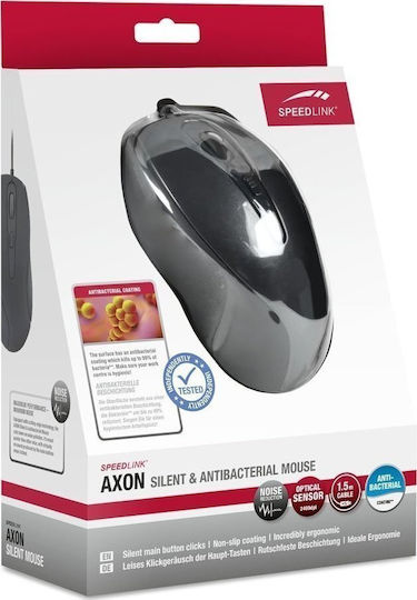 SpeedLink AXON Silent & Antibacterial Ενσύρματο Ποντίκι Μαύρο