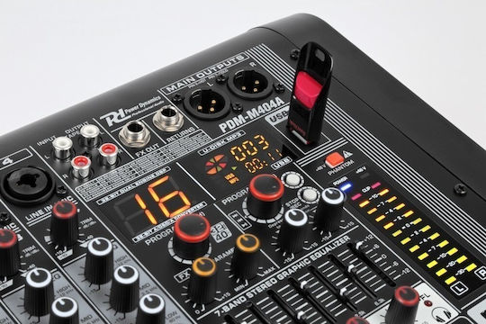 Power Dynamics PDM-M404A 172.610 Aktiv Analoge Konsole 4.0 Kanäle mit Phantom Power & 4 XLR-Eingänge & Bluetooth