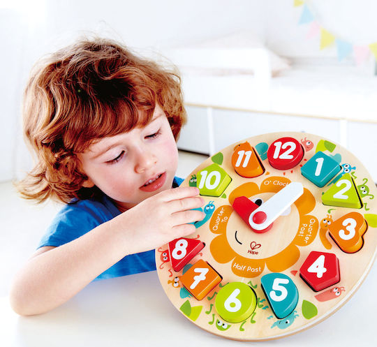 Hape Shape Sorting Toy Happy Puzzles Clock Chunky made of Wood for 36++ Months (Various Designs/Assortments of Designs) 1pc