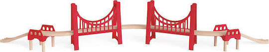 Hape Extended Double Suspension Bridge Railroad Tracks made of Wood for 3++ Years
