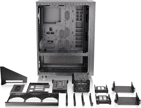 Thermaltake Core X71 Tempered Glass Edition Геймърско бюро Пълна кула Компютърна кутия със страничен прозорец Черен