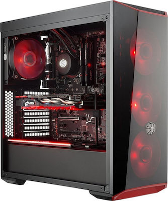 CoolerMaster MasterBox Lite 5 Midi Tower Κουτί Υπολογιστή με Πλαϊνό Παράθυρο Μαύρο