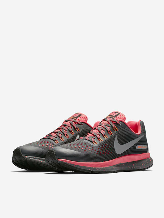 Zoom Pegasus 34 Shield Αδιάβροχα Αθλητικά Παιδικά Παπούτσια Running με Κορδόνια Γκρι