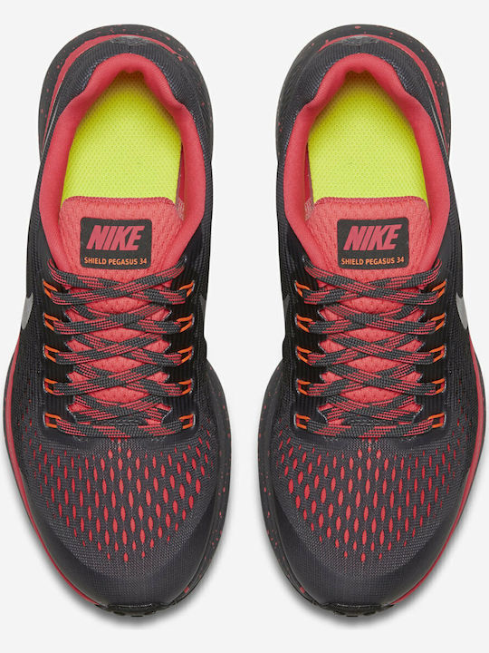 Zoom Pegasus 34 Shield Αδιάβροχα Αθλητικά Παιδικά Παπούτσια Running με Κορδόνια Γκρι