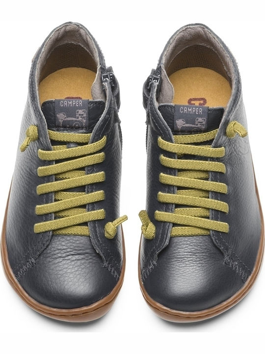 Leather Kids Boots with Zipper Blue