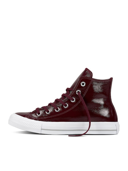 Converse Chuck Taylor All Star Crinkled Patent Leather Sneakers Burgundy