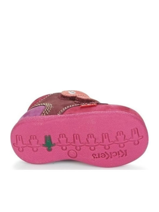 Anatomisch Lederne Kinderstiefeletten mit Klettverschluss Fuchsie