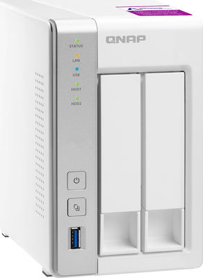 QNap TS-231P2-4G NAS Turm mit 2 Steckplätzen für HDD/SSD und 2 Ethernet-Anschlüsse