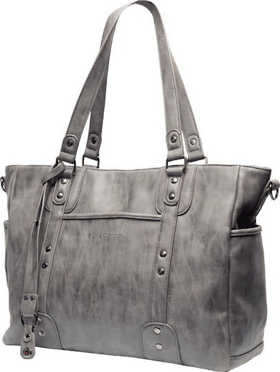 Little Company Shoulder/Hand Diaper Bag Paris Studs Gray
