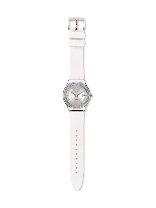 Swatch Sistem Snow Uhr Automatisch mit Weiß Metallarmband