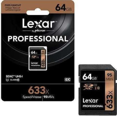 Lexar Professional 633x SDXC 64GB Class 10 U1 UHS-I