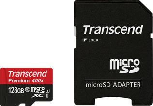 Transcend Premium 400x microSDXC 128GB U1 UHS-I With Adapter