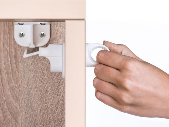 Reer Cabinet & Drawer Lock with Magnet made of Plastic in White Color 3x3cm 1pcs