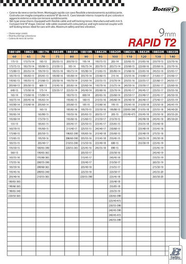 Bottari Rapid T2 No 95 Schneeketten Dicke 9mm PKW 2Stück