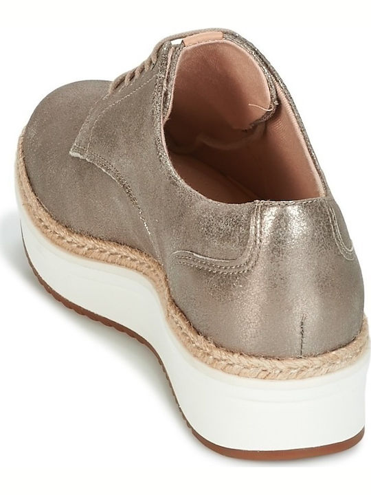 Teadale Rhea Δερμάτινα Γυναικεία Oxfords σε Χρυσό Χρώμα
