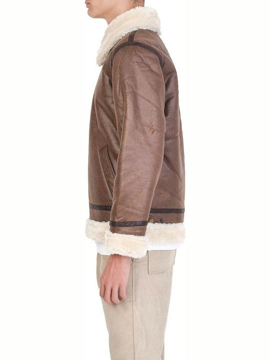 B3 FL Winter Faux Leather Jacket Brown