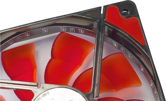 Inter-Tech L-12025 Case Fan (1200rpm / 34.99cfm) With Red Lighting And Connection 3-Pin / 4-Pin Molex