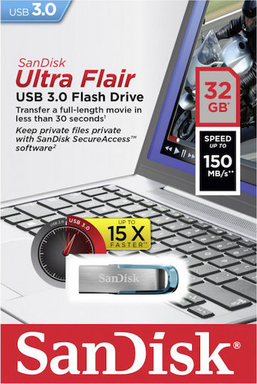 Sandisk Ultra Flair 32GB USB 3.0 Stick Black