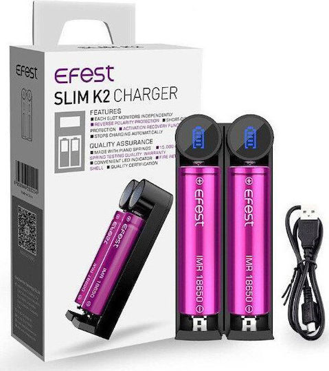 Efest Slim K2 USB Charger Batteries Li-ion Size 18650/16340/26650/14500