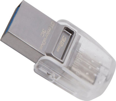 Kingston DataTraveler microDuo 3C 32GB USB 3.1 Stick mit Verbindung USB-A & USB-C Silber