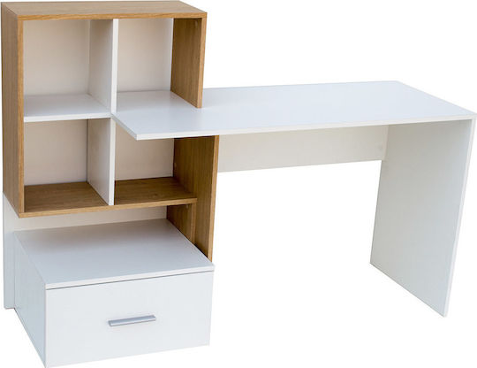 Birou Deskho Din Lemn Cu Birou Alb / Natural 149x50x105cm
