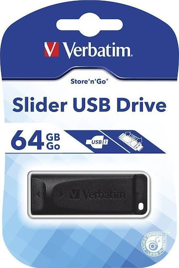 Verbatim Store 'n' Go Slider 64GB USB 2.0 Stick Μαύρο