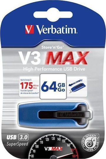 Verbatim Store 'n' Go V3 Max 64GB USB 3.0 Stick Μπλε