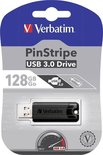 Verbatim PinStripe 128GB USB 3.0 Stick Schwarz