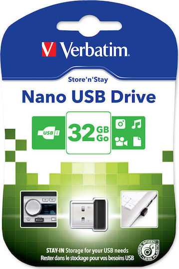 Verbatim Store 'n' Stay Nano 32GB USB 2.0 Stick Μαύρο