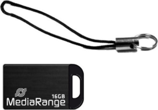 MediaRange 16GB USB 2.0 Стик Черен