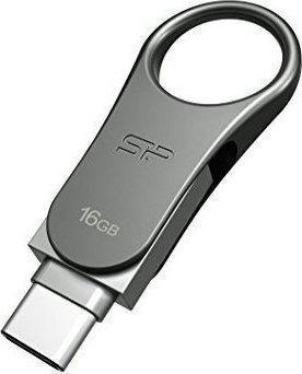 Silicon Power Mobile C80 16GB USB 3.1 Stick με σύνδεση USB-A & USB-C Ασημί