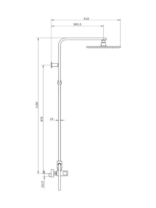 Teorema Blog 2 Shower Column with Bathtub Mixer 110cm Silver